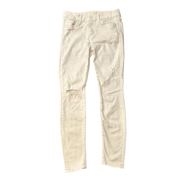 MOTHER white the Looker distressed skinny jeans size 27